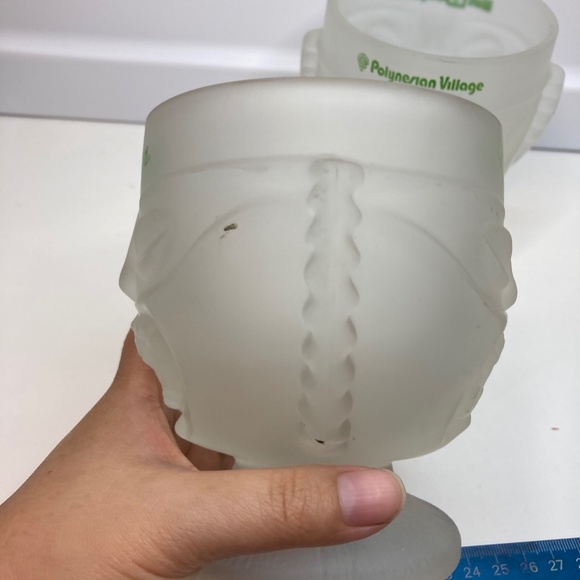 Set Of 2 Walt Disney World Polynesian Village Resort Frosted Glass Tiki Mug Cup - Picture 4 of 13